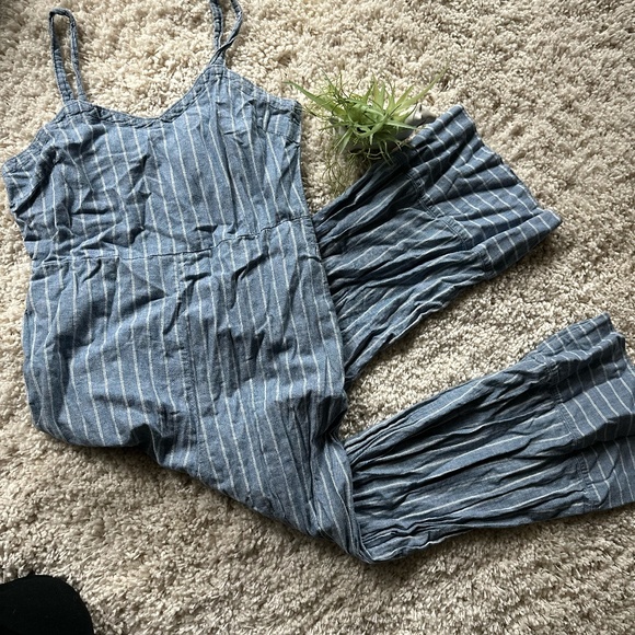 90s Vintage Universal Thread blue stripped bell bottom jumpsuit summer j… - Picture 1 of 4